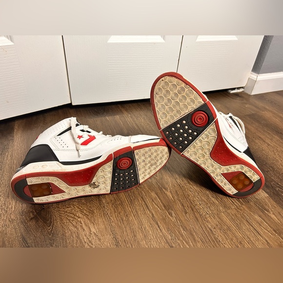 Size 13 - Converse Men’s Drop Step Red White Basketball High Top Shoes - Picture 5 of 10